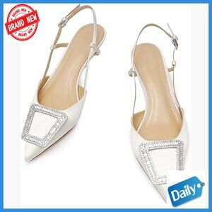 Low Heel Wedding Shoes, Genuine Leather Sole, Silk Satin, 1.5 Inch Heel